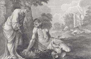 Job berispt door zijn vrouw, 1730-39