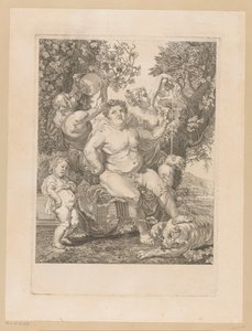 Bacchus op een wijnvat