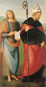 Heiligen Johannes de Evangelist en Augustinus, 1502-1512 door Pietro Perugino