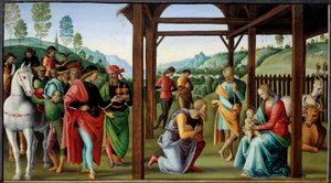 De aanbidding der wijzen door Pietro Perugino