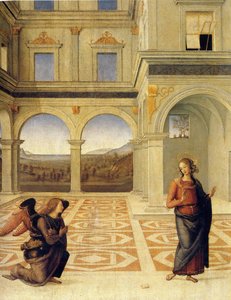 De Annunciatie, ca. 1498 door Pietro Perugino