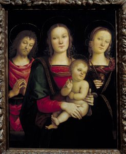 De Maagd en Kind omringd door Sint Johannes de Doper en Sint Catharina door Pietro Perugino