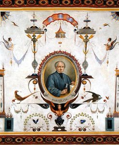 Portret van Lorenzo Bartolini (1777-1850), detail van het plafond van de Sala del Sindaco door Pietro Pezzati