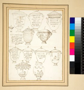 12 marmeren grafurnen met deksels door Pietro Santi Bartoli