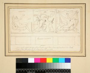 Een muur met drie panelen