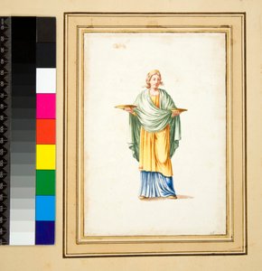 Vrouwelijk figuur op sokkel door Pietro Santi Bartoli