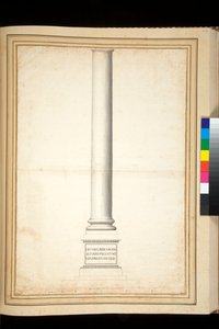 De zuil van Antoninus Pius getoond als gerestaureerd (pen en grijze wassing)