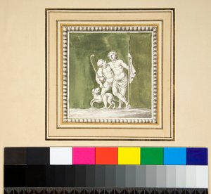 Drie zilveren panelen van de voorkant van een houten kist