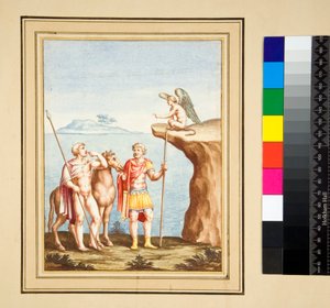 Twee figuren en een Sfinx
