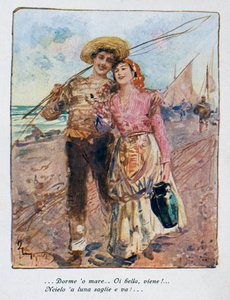 Terug van het vissen, illustratie door Pietro Scoppetta door Pietro Scoppetta