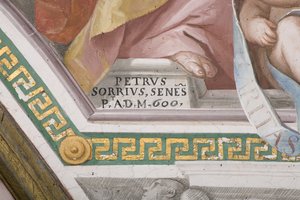 Handtekening van de kunstenaar, De Kroning van de Maagd Maria (fresco) (detail)