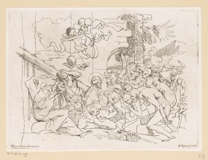 Aanbidding door de herders door Pietro Testa