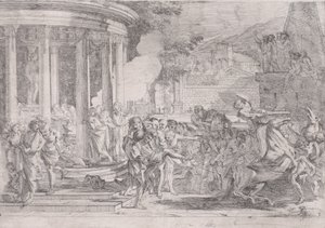 Sinorix gedragen uit de tempel van Artemis, proberend te ontsnappen aan de effecten van het vergif