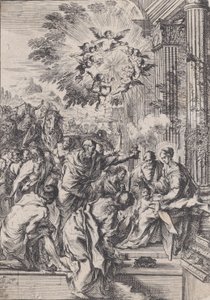 De Aanbidding der Wijzen, voor een architectonische zuilengang door Pietro Testa