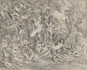 De tuin van Venus die in het midden ligt voor een herm van Pan en omringd..., ca. 1631-37