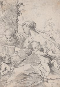 De Heilige Familie met de jonge Sint Jan die een appel vasthoudt, ca. 1630 door Pietro Testa