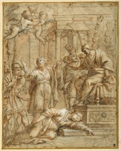 St. Bibiana ligt gemarteld voor de prefect Apronianus door Pietro da (1596 1669) Cortona
