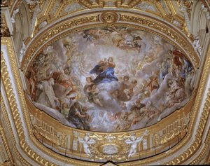 Hemelvaart van de Maagd Maria Fresco door Pietro da Cortona (1596-1669) 1652 Rome, Chiesa di Santa Maria in Vallicella Italië door Pietro da Cortona