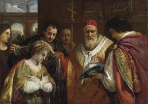 Sint Domitilla ontvangt de sluier van paus Clemens I door Pietro da Cortona