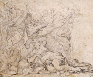 Venus, studie voor Triomf van de Goddelijke Voorzienigheid, fresco op gewelf in zaal van Palazzo Barberini, Rome