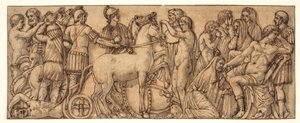 Fries van een Romeinse sarcofaag(?) door Pietro da Cortona