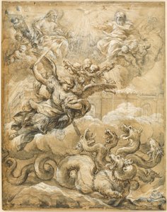 De Heilige Drie-eenheid met Michael die de draak overwint door Pietro da Cortona
