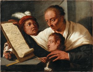 Een leraar met twee schooljongens door Pietro della Vecchia
