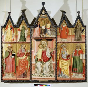 Polyptiek van de Maagd met Kind en Heiligen door Pietro di Giovanni Lianori