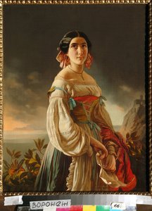 Portret van prinses Lina Gagarina (later gravin Muraviova) door Pimen Nikitich Orlov