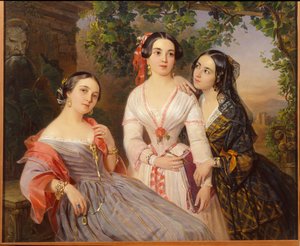 Portretten van de zussen gravin Elisabeth Salias de Tournemire, Sophia Soukhovo Kobylina en Eudokia Petrovo Solovovo