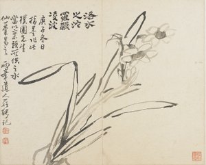 Landschappen, Bloemen en Vogels: Narcissus, Qing-dynastie door Luo Ping