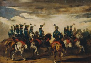 Oostenrijkse blauwe huzaren door Piotr von Michalowski