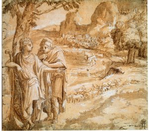 Herder en Pelgrim in een Landschap, ca. 1550