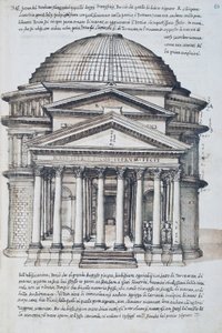 Zicht op het Pantheon in Rome, tekening uit volume XIII van XXX Libri delle Antichita (Boeken van Oudheden)