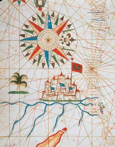 Alexandrië, Egypte, uit portolan atlas bestaande uit zes kaarten, door Placido Caloiro en Francesco Oliva, Perkament. 1646. door Placido Caloiro e Oliva