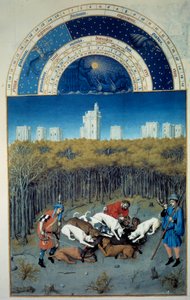 December: jachtscène. Op de achtergrond uitzicht op Vincennes