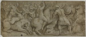 Strijd der Amazones door Polidoro da Caravaggio