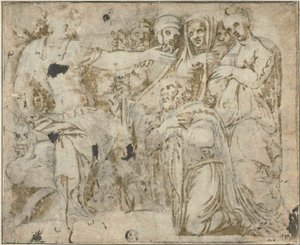 Familie van Darius voor Alexander door Polidoro da Caravaggio