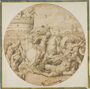 Horatius bij de brug door Polidoro da Caravaggio