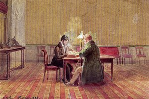 Adam Bernard Mickiewicz (1798-1855) speelt schaak met een vriend, 1830 door Polish School