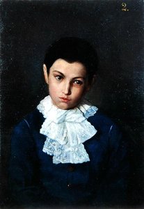 Portret van een jongen met kanten kraag door Polish School