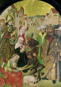 St. Stanislas (1030-79) kijkt toe bij de bestraffing van ontrouwe vrouwen zoals bevolen door koning Boleslas II (1039-81) paneel van het altaarstuk van St. Stanislas door Polish School