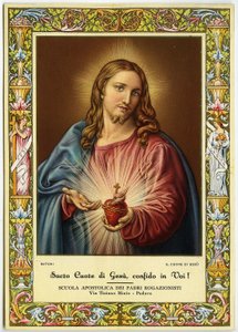 Heilig Hart van Jezus (kleur litho) door Pompeo Girolamo (after) Batoni