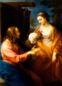 Christus en de vrouw van Samaria door Pompeo Girolamo Batoni