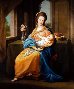 Paar Portretten, Dame met een Kind door Pompeo Girolamo Batoni