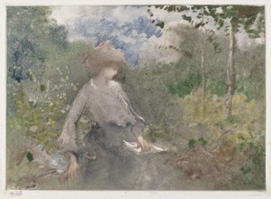 Lezen in een tuin door Pompeo Mariani
