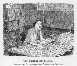 Het Britse Karakter, Afwezigheid van Enthousiasme voor het Beantwoorden van Brieven (litho) door Pont