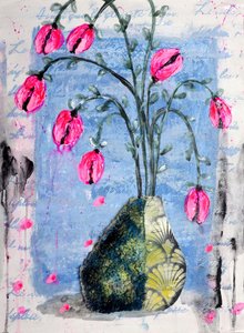 Uitdrukkingsvolle roze bloemen door Poonam Choudhary