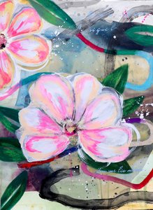 Roze bloemen, abstract