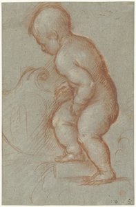Putto met een wapenschild door Pordenone (attributed to)